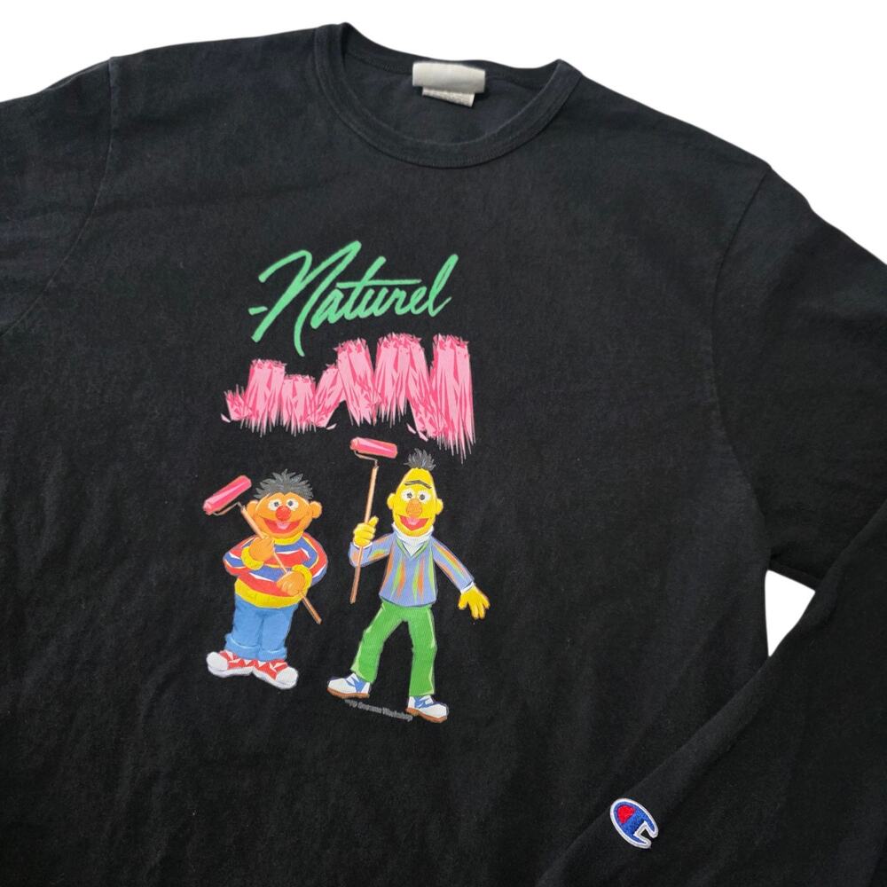 Vintage Champion Sesame Street Ernie Bert Naturel Graffiti Long Sleeve Shirt L